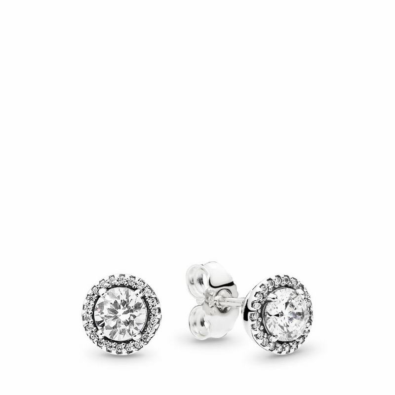 Pandora Round Sparkle Stud Earrings Silver Egypt NU0815329